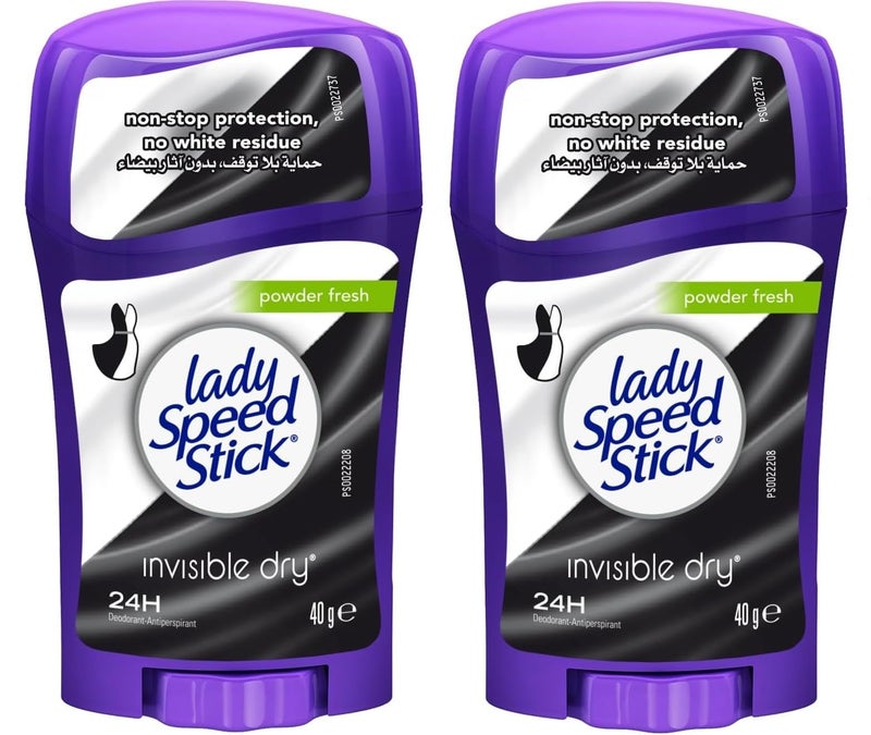 Lady Speed Stick Deodorant 1.4 Ounce Powder Fresh Invisi Dry (41ml) (2 Pack) - Image 1